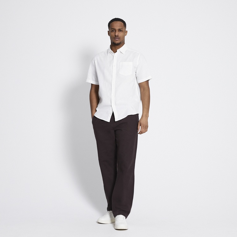 Short sleeve linen blend shirt "Isak" Off white